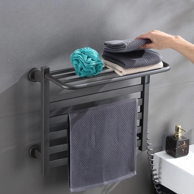 Electric Heated Towel Rail Bathroom Smart Thermal Towel Rack Heater Drying Towels Warmers Timer Bath Dryer Towels Holder Supplie