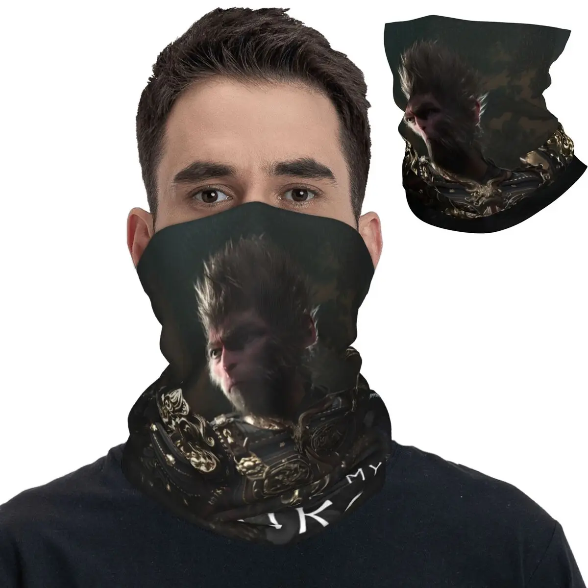 Black Myth Wukong (4) Balaclava Hiking Camping Tactical Mask Men Fashion Anti-UV Cycling Mask Breathable Scarves