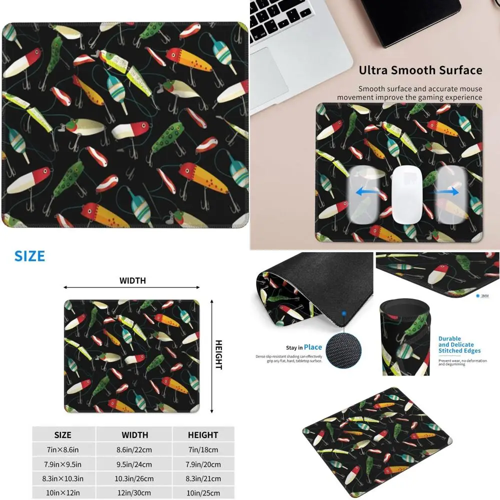 

Дизайн рыболовной приманки 10x12 дюймов игровой коврик для мыши с прошитыми краями и противоскользящей резиновой основой