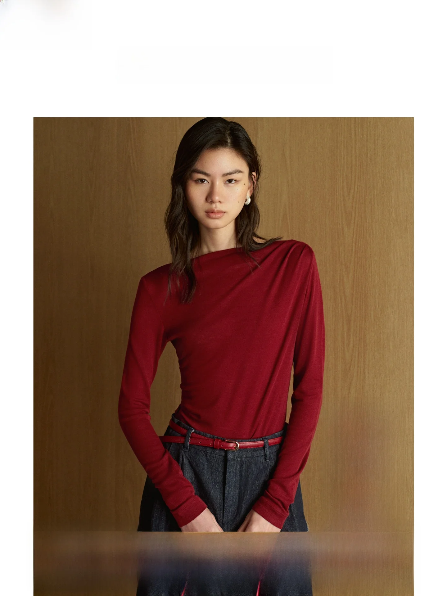 

ZhiZhi Woolen Long Sve T-irt Simple Slim Fit Side Slit One oulder Design Spring New Sle Comfortable Breathable Ladie...