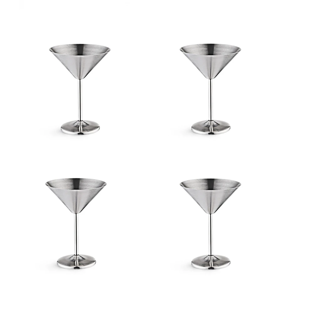 

Stainless Steel Martini Glasses Set of 4, 8 Oz Metal Cocktail Glasses, Unbreakable, Durable, Mirror Polished Finish