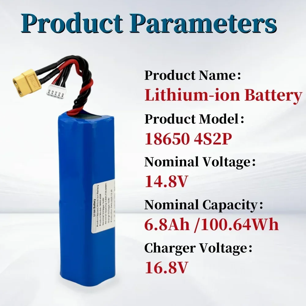 100% جديد بطارية ليثيوم أيون 4S2P 14.8 فولت 6.8Ah سعة كبيرة بدون طيار قابلة للشحن مختلف التحكم عن بعد الطائرات بدون طيار كوادكوبتر