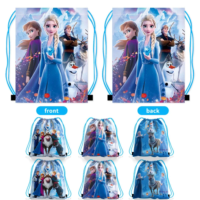 Disney Non-woven Drawstring Bags Anna And Elsa Snow Queen Movie Frozen Bag Non-woven Drawstring Bags SchoolBag Shopping Bag