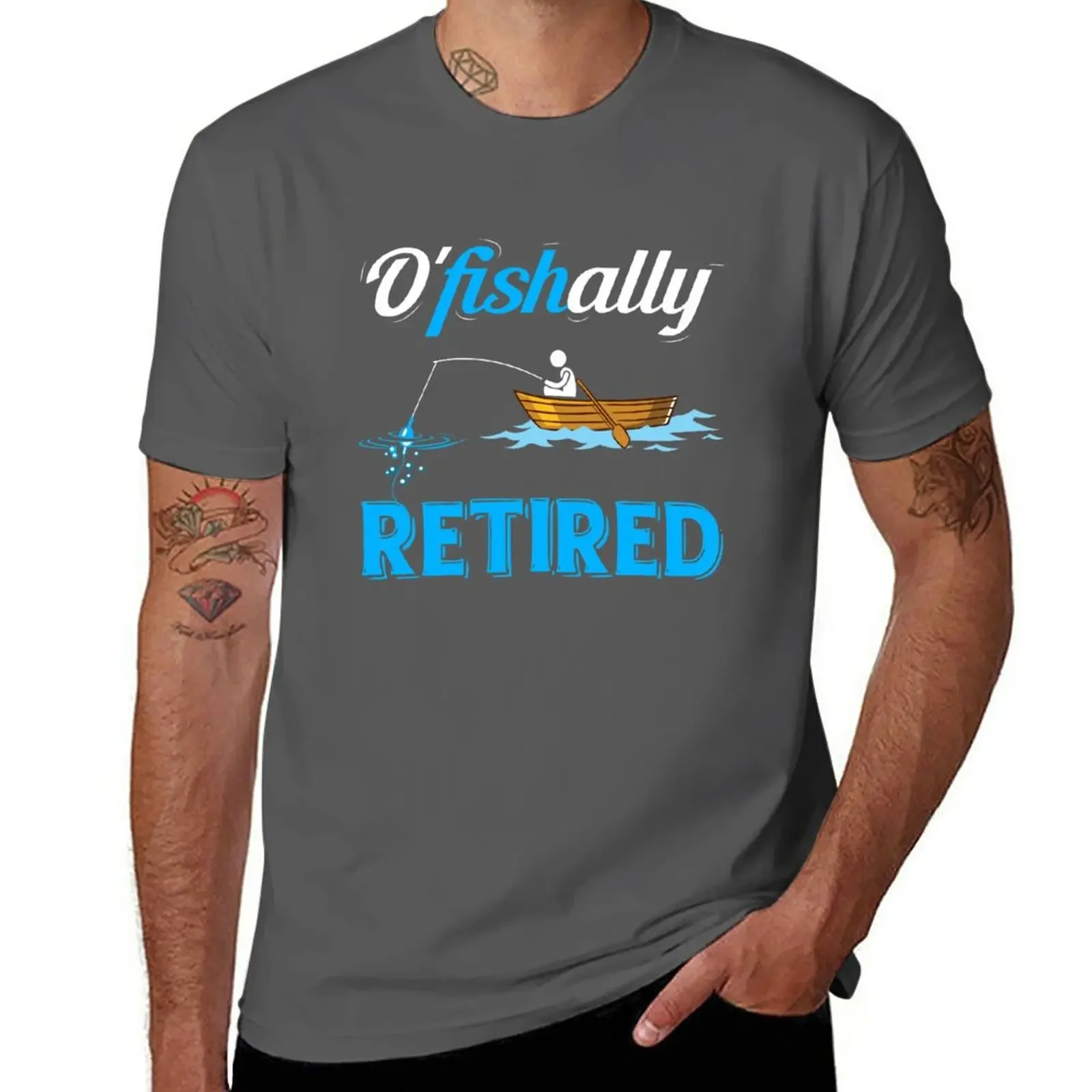 

OFishally Retired Funny Fisherman Retirement Gift Fishing T-Shirt plus sizes shirts graphic tees Men's t-shirts