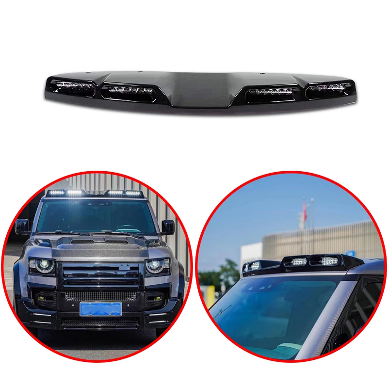 

High Quality ABS Body Kit For Land Rover Defender 2020-2023 Front Roof Spoiler DRL Light Lamp Led Bar Top Roof Light Pod