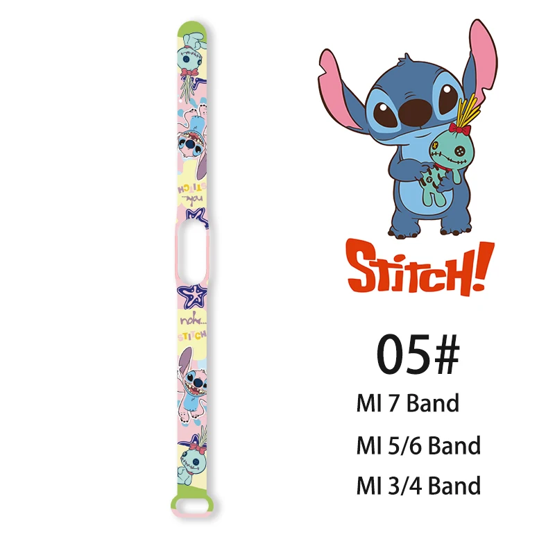 Lilo & Stitch Strap for Xiaomi Mi Band 7 bracelet Sport silicone watch wristband Miband wriststrap For Xiaomi mi band 3 4 5 6 7