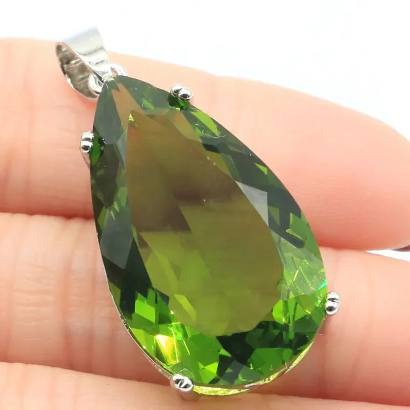 9g Customized 925 Solid Sterling Silver Pendant Big Gemstone Swiss Blue Topaz Iolite Kunzite Red Ruby Peridot