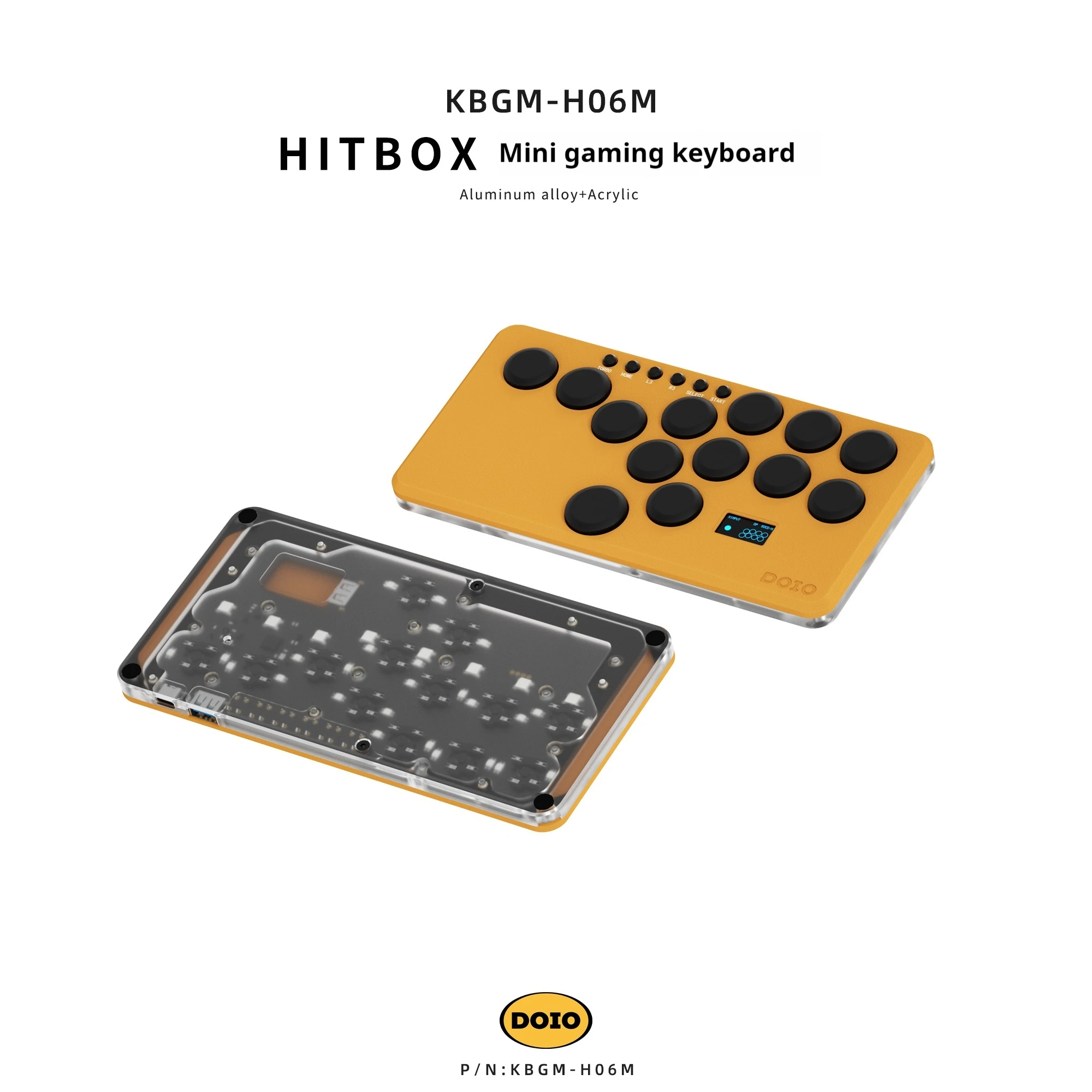 

Doio Hitbox Mini Portable Gaming Keyboard Aluminum Alloy Arcade Game Accessory for PS4&5 Switch PC - Compact Monitor Controller
