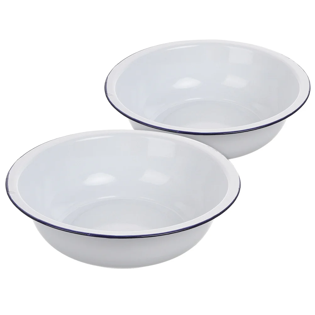 

Enamelled Kitchenware 2pcs Serving Bowls for Food Prep Mixing Dough Washing Vegetables Vintage Style