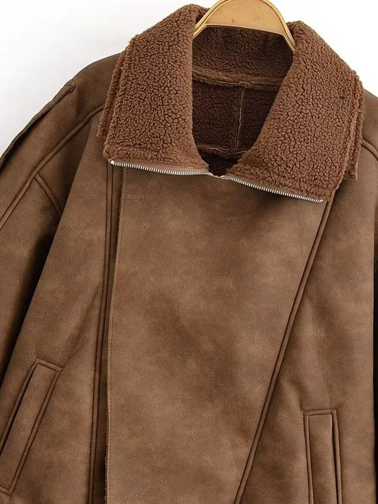 Diyigwoman 2025年秋新作 スエード ルーズジャケット レトロ 長袖 ジョーカー ジップアップコート アウター レディース