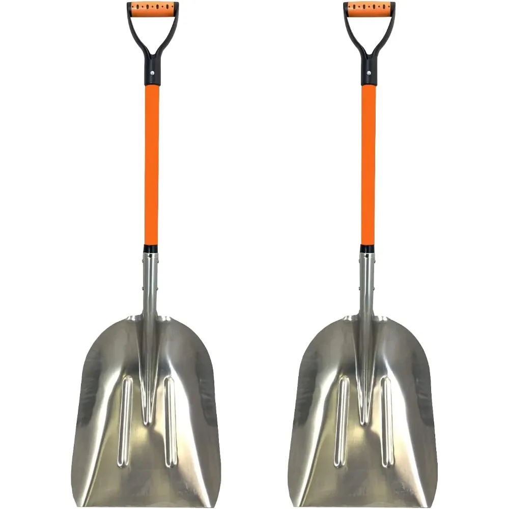 Aluminium 48 inch Snow Shovel with Large Head and Durable Handle. (Scoop Shovel, 2 Pack)