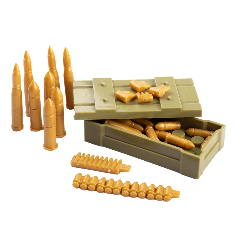 MOC WW2 Military Oil Barrel Weapon Box Building Blocks War Scene Accessories Bullet Explosive Motorcycle Sandbag Bricks Toys