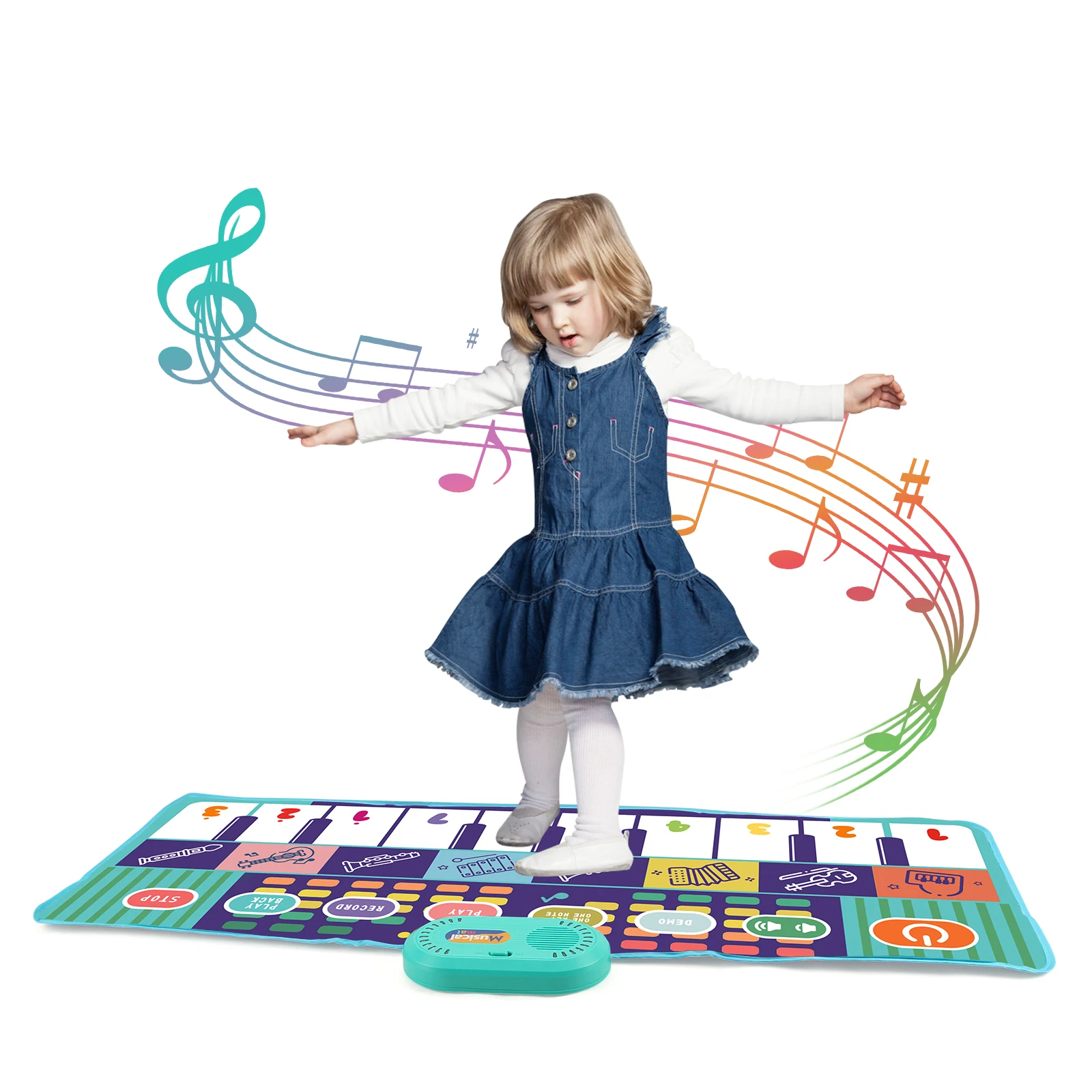 100x36cm Musical Piano Mat Floor Keyboard Musical Carpet Toddle Mat with 8 Instrument Sounds Baby Mat Educational Toys for Kids