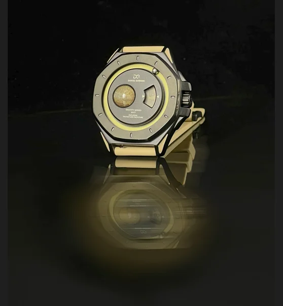Montre à bille magnétique pour homme Daniel Gorman avec design science-fiction, affichage de l'heure sur disque rotatif, concept d'exploration spatiale, montre-bracelet unique