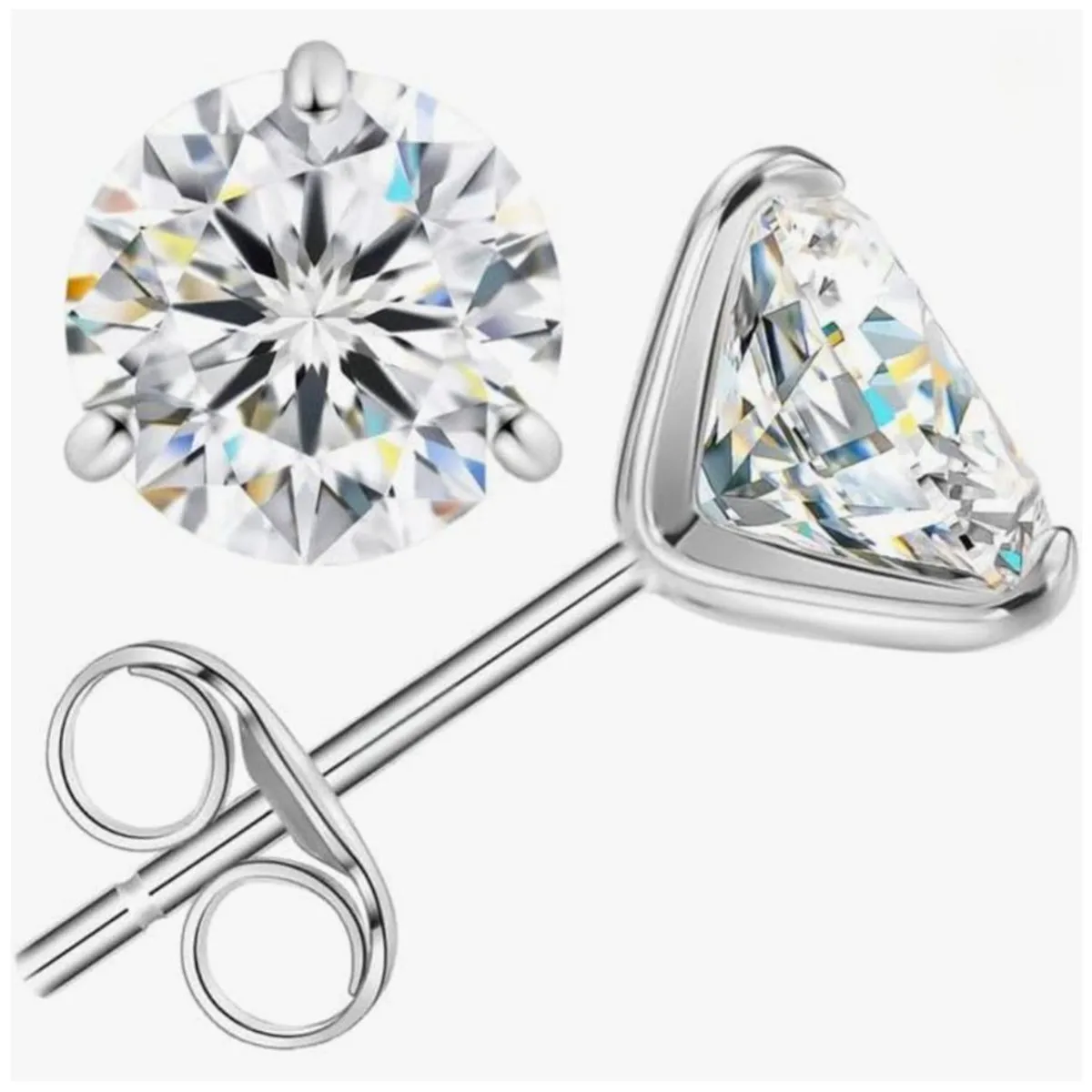 18K solid Real gold Lab grow diamond earrings Simple 3 claw 10K gold 1CT diamond earrings custom Valentine's Day gift for women - view 5