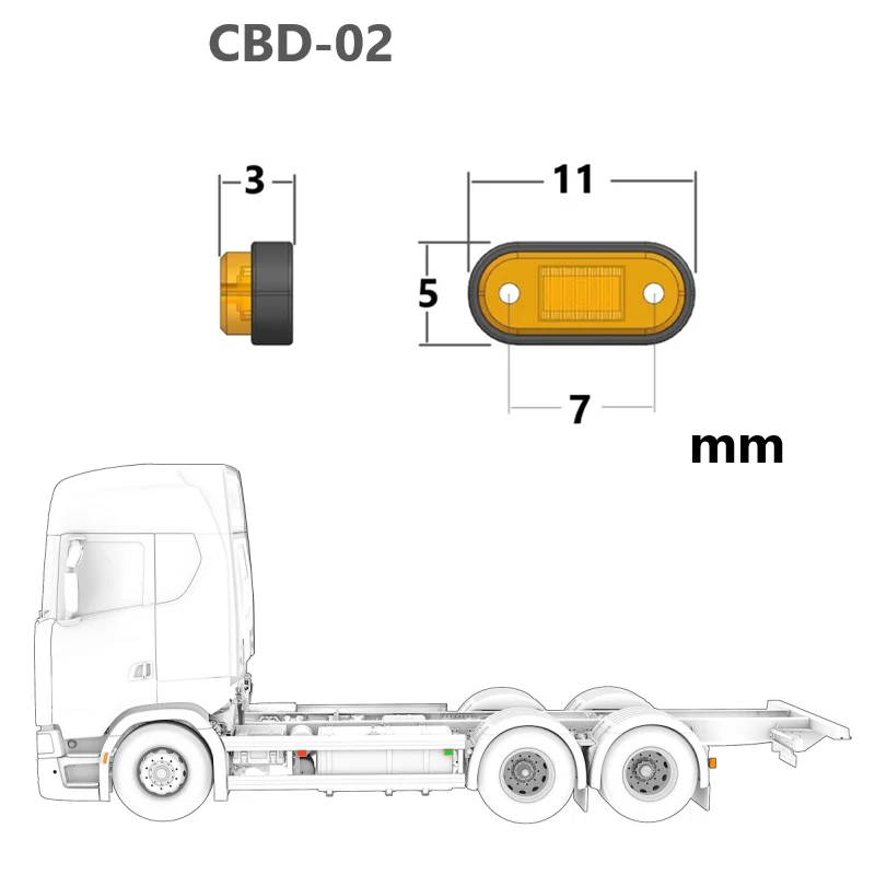 JUWUBA LED 3V Position Lamp Side Lights 1/14 Tamiya RC Truck for SCANIA 770S R620 for VOLVO ACTROS AROCS Model Car DIY Parts