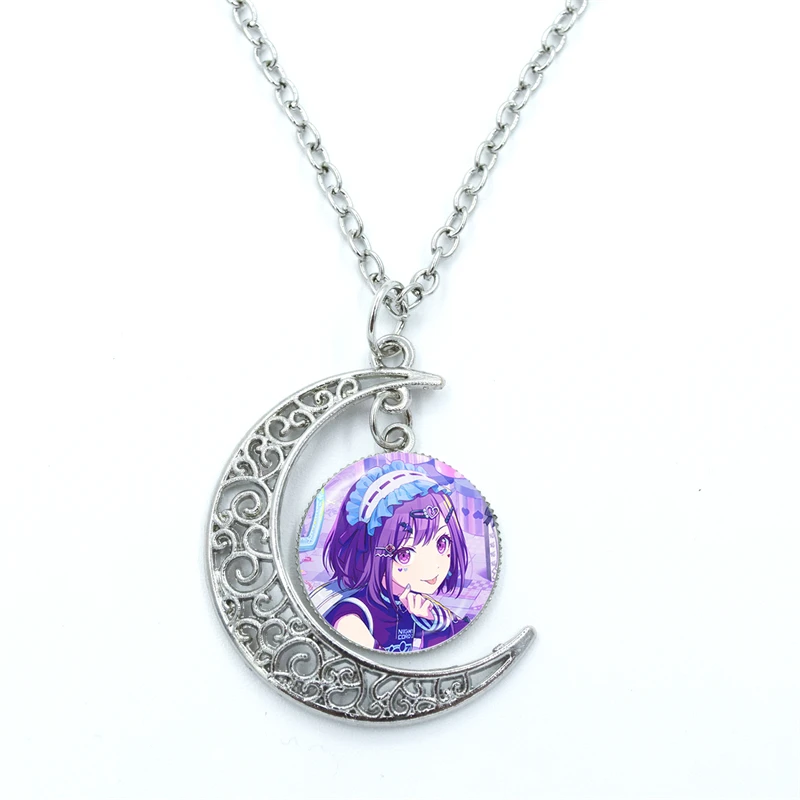 Project SEKAI Anime Shinonome Ena Enanan Glass Dome Cabochon Crescent Moon Necklace Statement Jewelry Gift