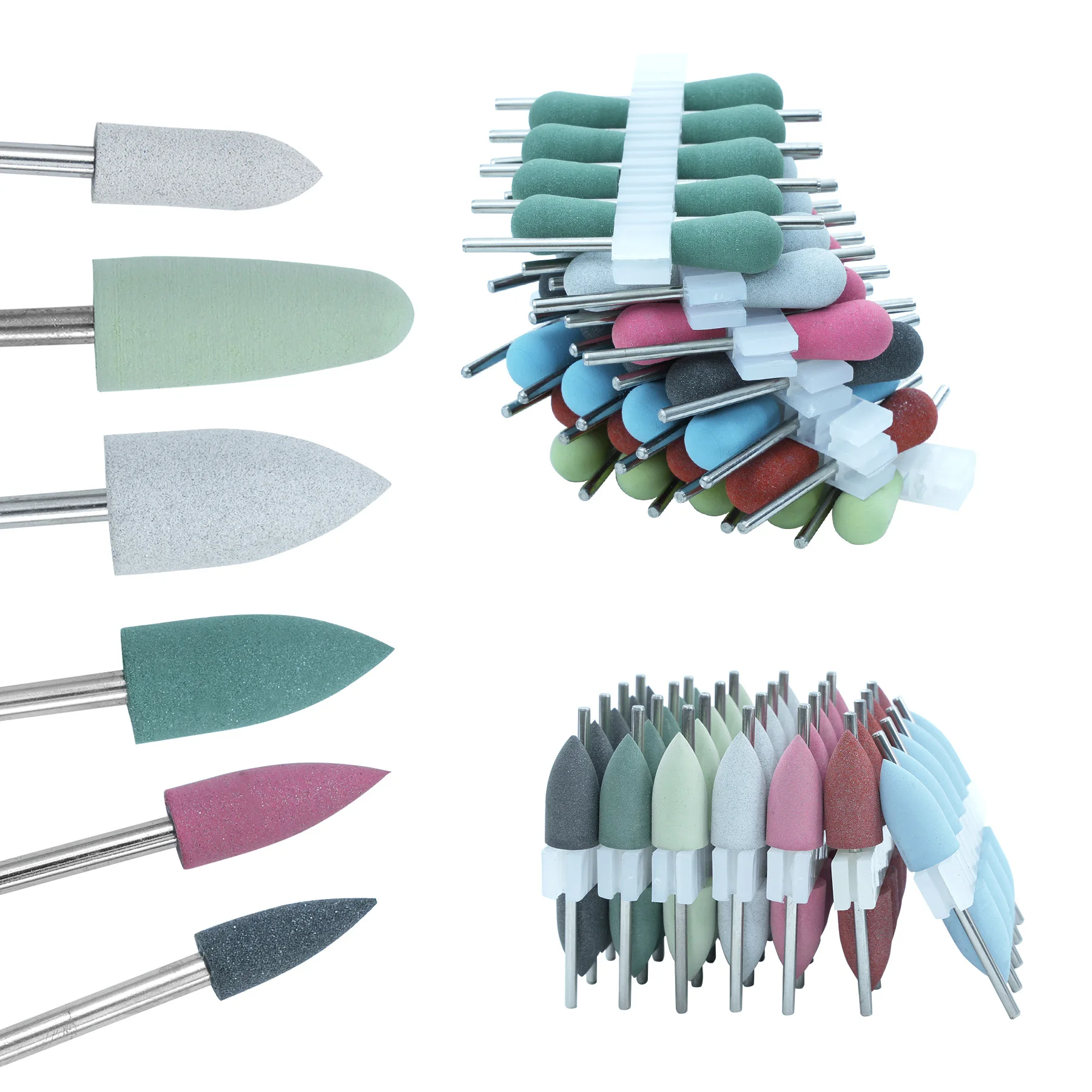 56 Types/Set Dental Silicone Rubber Polishers Burs 7 Colors Teeth Whitening Polishing Drill Tools for Denture & Dental Tools