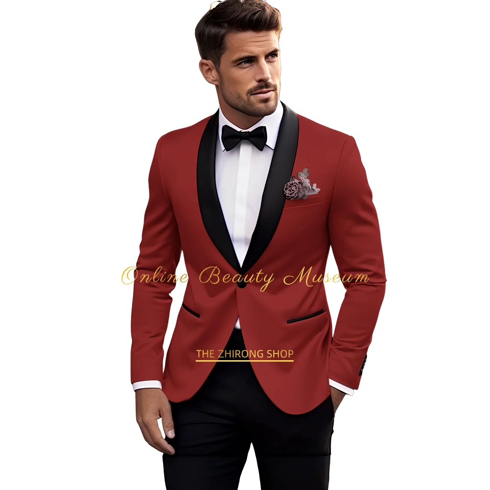 Veste à revers châle noir pour homme, pantalon noir, tenue de mariage formelle classique et haut de gamme, imbibée sur mesure, 2 pièces