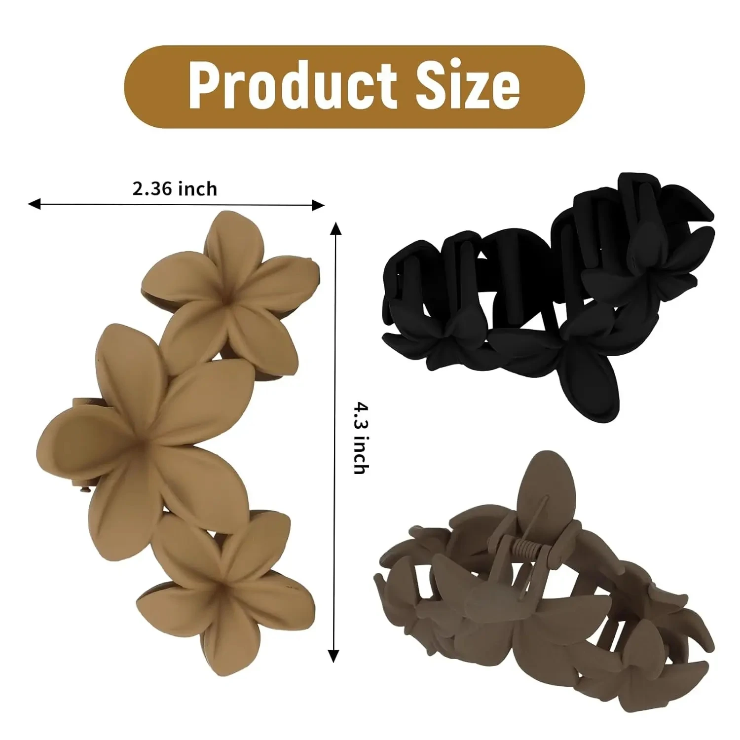 4PCS Flower Hair Claw Clips Non-Slip Matte Flower Hair Clips for Women Cute Hairpins Ponytail Shark Clip Girls Hair Accessories