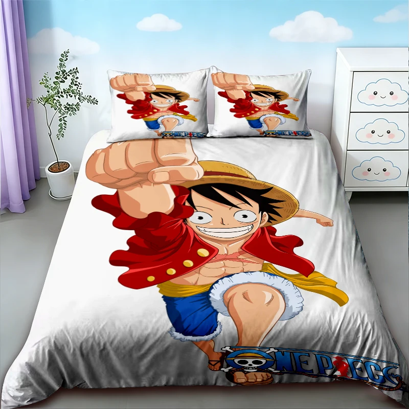 Boys Teens Duvet Cover Set Luffy One Piece Cartoon Bedding Set Luffy Breathable Comforter Cover for Bedroom Decor view 6