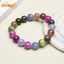 Genuine Tourmaline Chalcedony Bracelets For Women Exquisite Healing Stone Jewelry Craft Brcelets Bangles For Girls Lovers Gifts