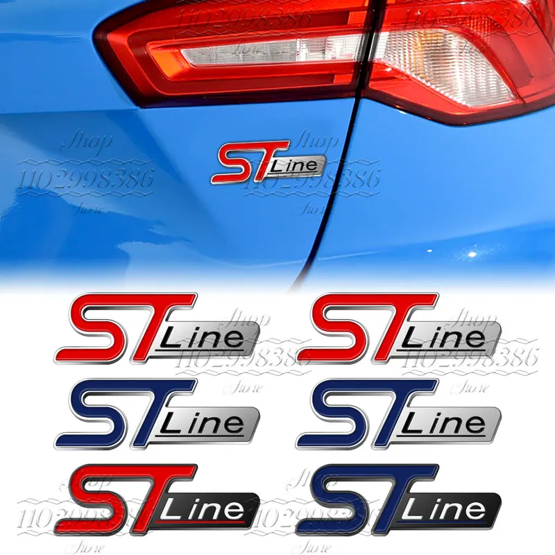 Logotipo de línea ST, emblema, estilo de coche, calcomanías para maletero trasero, insignia, pegatina de Metal cromado para Ford Focus Fiesta Ecosport Mondeo Kuga