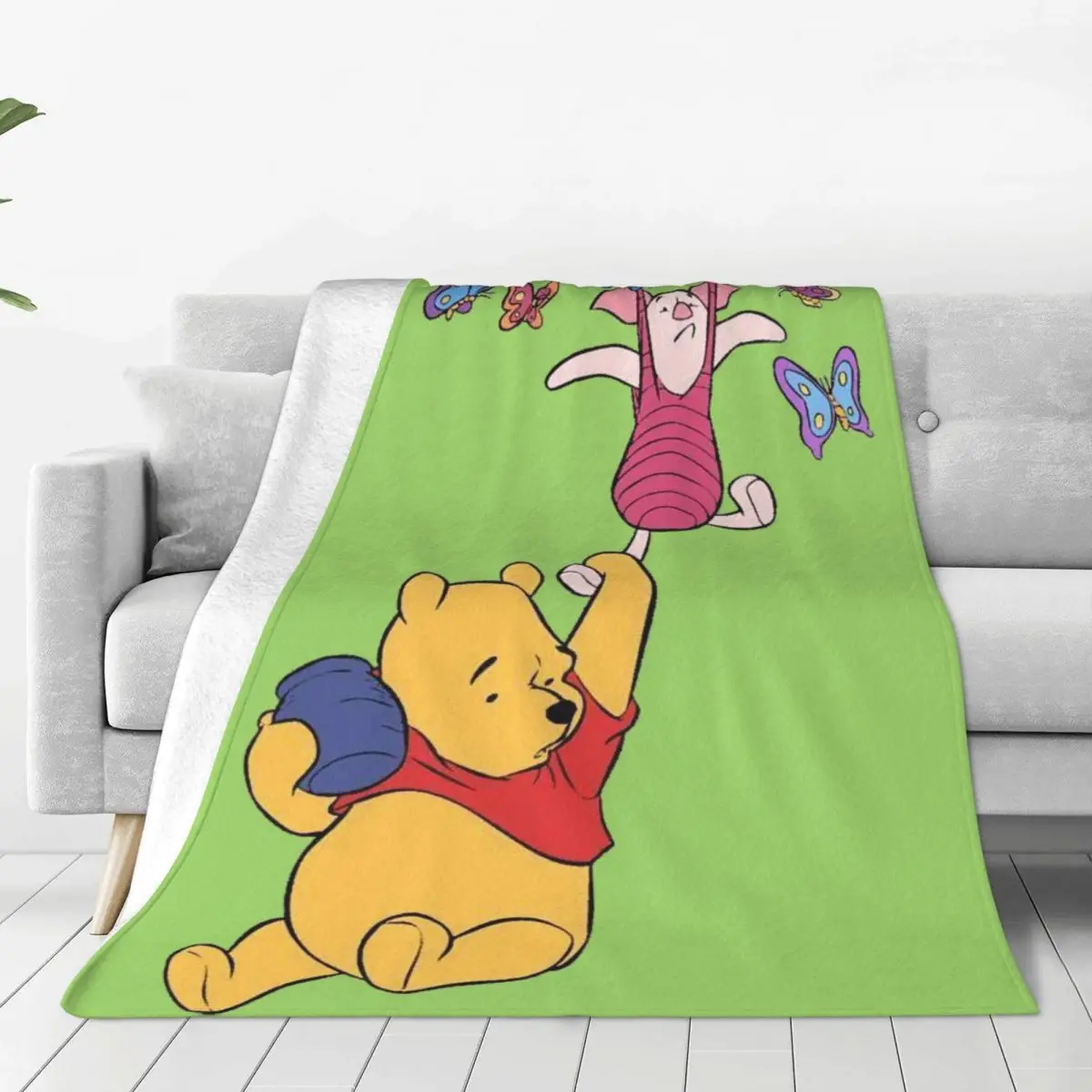 

Custom 3D Printed Piglet's Big Movie Butterfly Blankets Comfortable Soft Flannel Autumn Throw Blanket for Couch Outdoor Bedroom