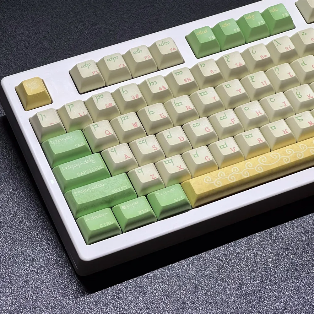 KCA Profile Keycap Forest Fairy Original Design Milk Green PBT Key Caps DYE Subbed For 60 61 64 68 84 87 96 100 104 108 Keyboard