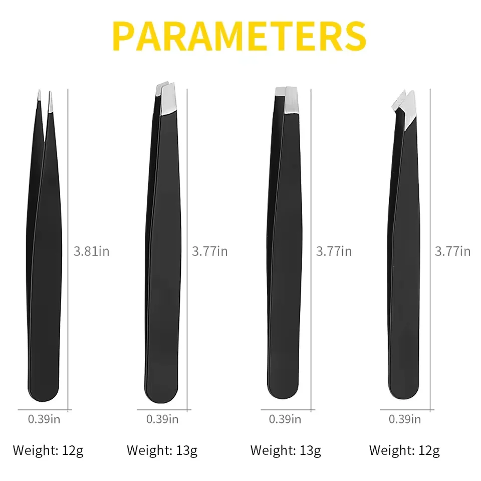 GEMERRY カラフルな眉毛 4 ピース/セットピンセットブラシツールステンレス鋼脱毛クリップメイクアップまつげエクステンションピンセット