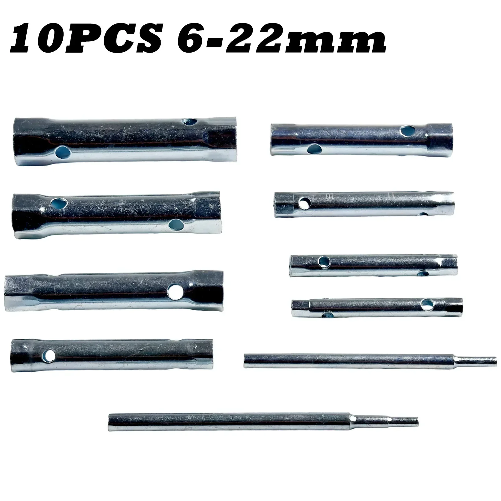 

10pcs Metric Tubular Box Wrench Set, Tube Bar Hollow Socket Wrench, Automotive Plumb Repair Spanner, Hand Tools, 6-22mm