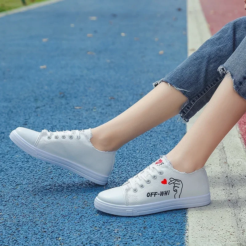 Chaussures en Toile Respirantes et Confortables pour Femme, Baskets de Course Plates et Décontractées pour Étudiante, Nouvelle Collection