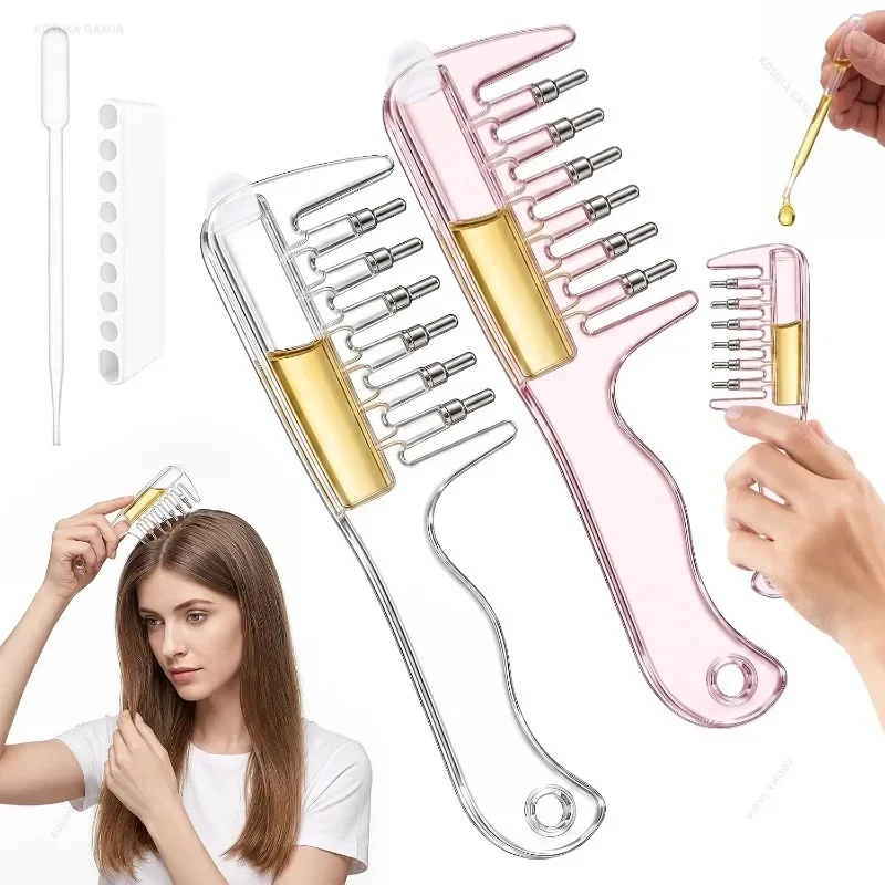 Anti-Loss Hair Growth Massage Comb Scalp Oil Applicator Comb Roller Ball Teeth Built-in Liquid Tank for Scalp Care Hair Tools