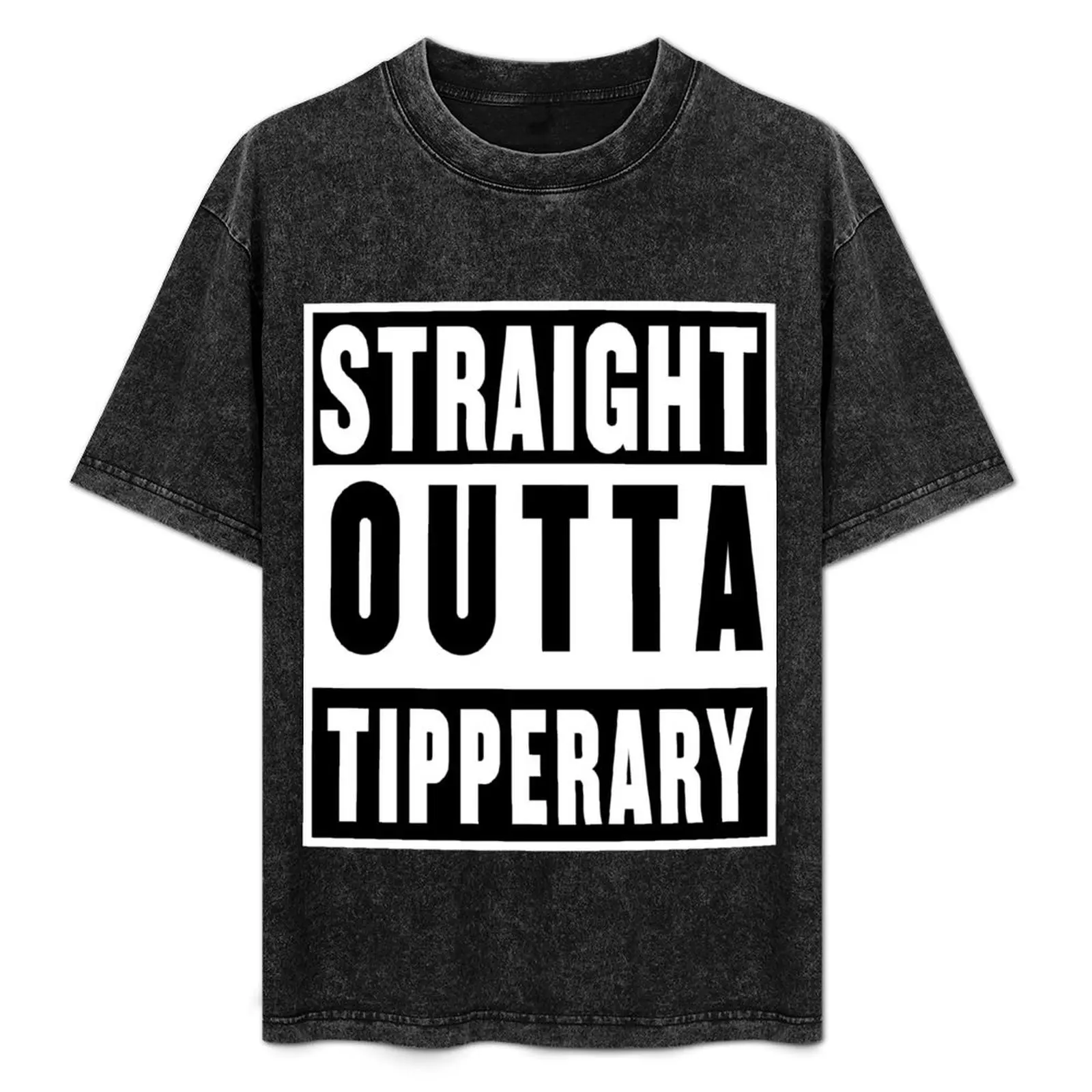 

straight outta tipp - black T-Shirt Basic Casual Short Sleeve Cotton Shirt