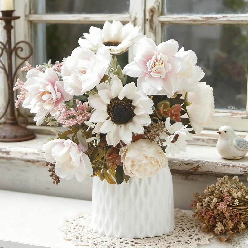 الخريف عباد الشمس بساتين الفاكهة الفاوانيا ديكور المنزل الجدول الزهور الاصطناعية الزفاف الزفاف باقات بها بنفسك حفلة عيد الميلاد ديكور خارجي #3