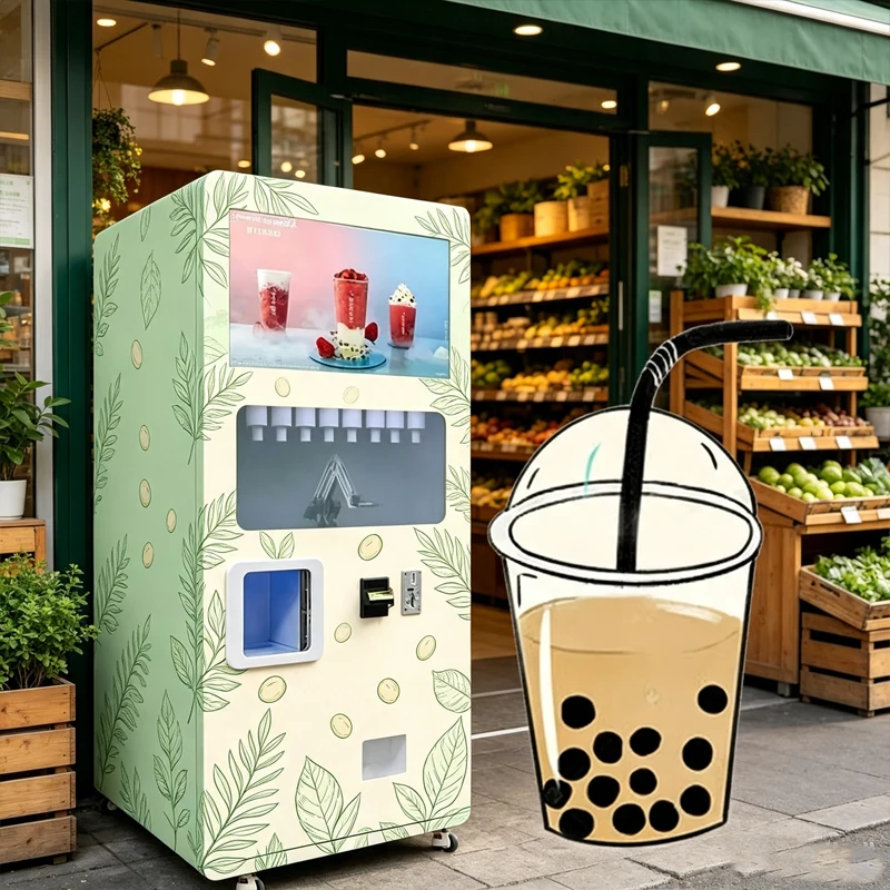 Commercial Self Service Bubble Tea Vending Robot Multi Payment Fully Automatic Milk Tea Vending Machine Customized