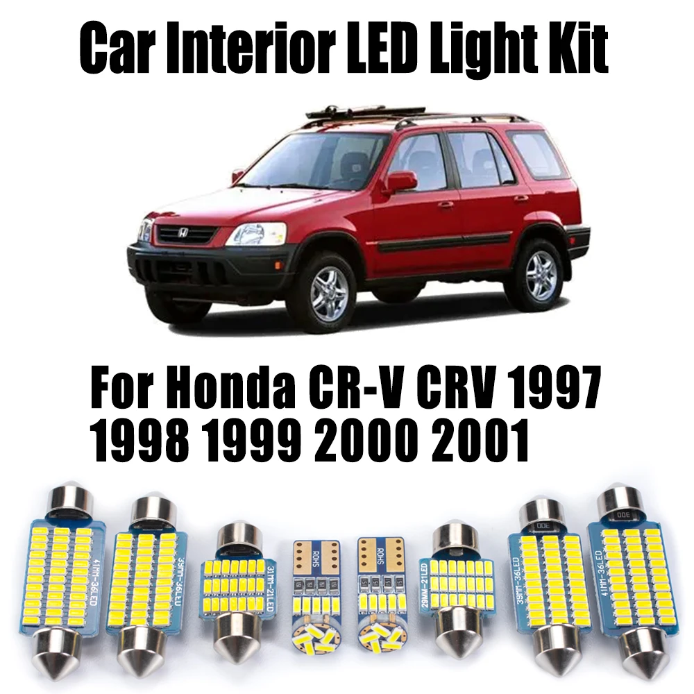 

10Pcs Canbus LED Interior Reading Map Dome Trunk Light Kit For Honda CR-V CRV 1997- 2000 2001 Number Plate Bulbs Car Accessories