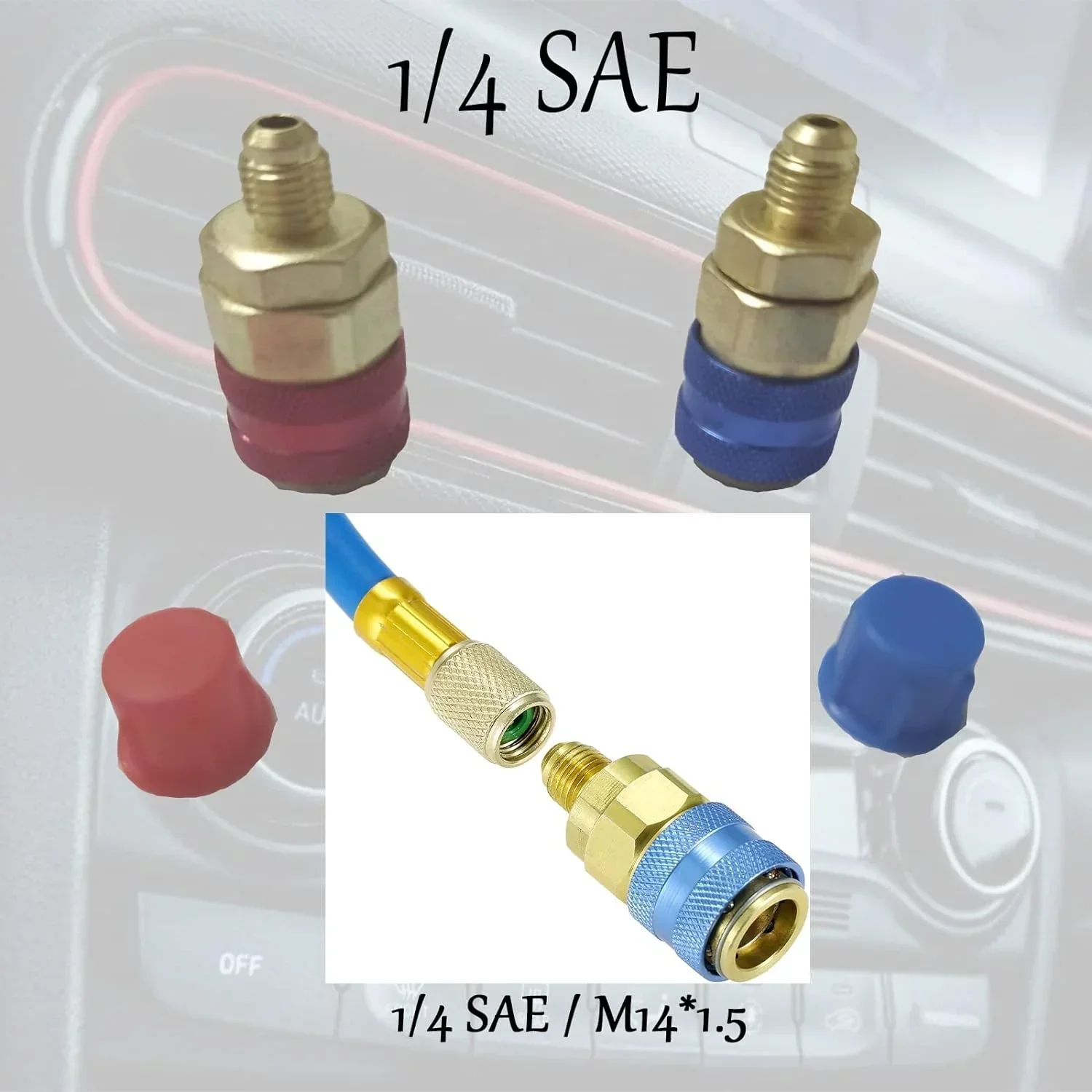 Essential for car air conditioning maintenance, R134a quick connector, low and high conversion adapter accessories