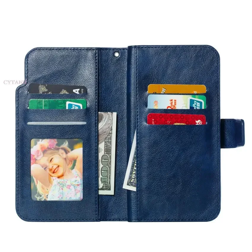 Leder Neun Karten Brieftasche Fall Für Samsung Galaxy S24 Ultra S23 FE S22 S20 S21 Plus S10 S9 S8 Plus Hinweis 20 Telefon Abdeckung – Detail 20