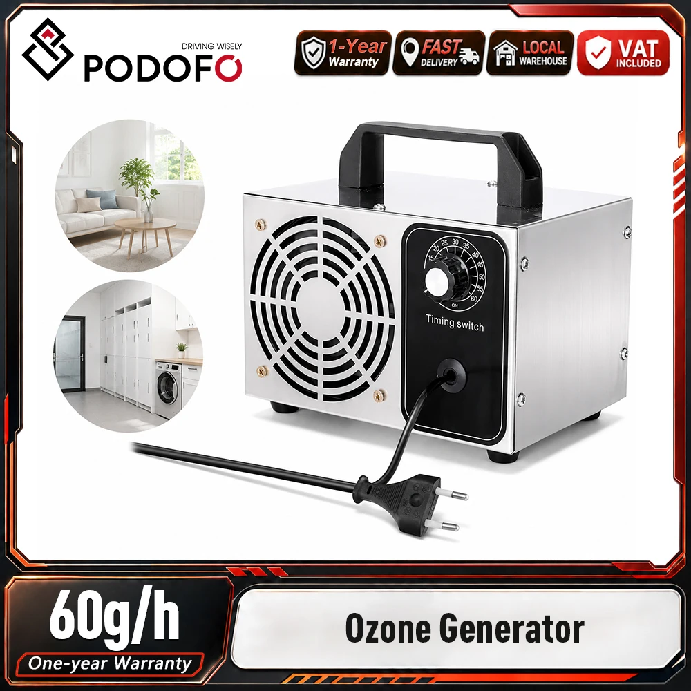 Stérilisateur à ozone Podofo, générateur d'ozone 60g/h, élimination du formaldéhyde, contrôle de la minuterie, désodorisant pour la maison, le bureau, la voiture, les espaces commerciaux