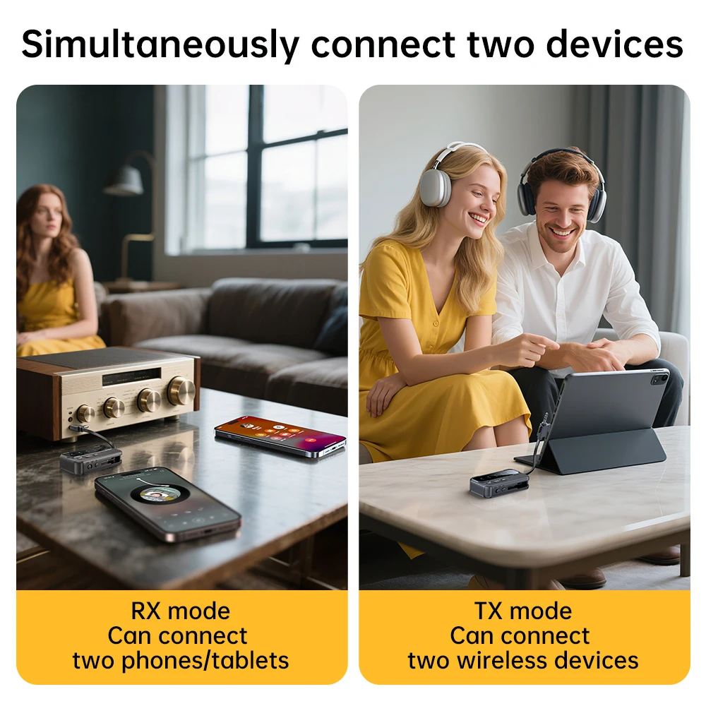 Bluetooth 5.4 Transmitter Receiver Supports to 2 Headphones/iphone AUX Wireless Audio Adapter for Car,Airplane,PC,Gym,Switch view 6