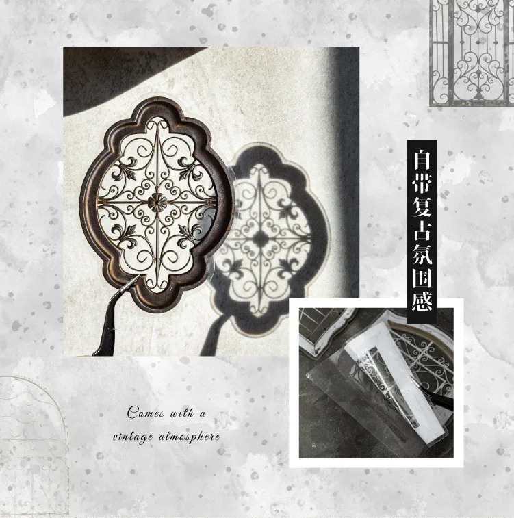 JIANWU Vintage Baroque Window Landscape Material Collage Scrapbooking PET Sticker Creative DIY Journal Stationery