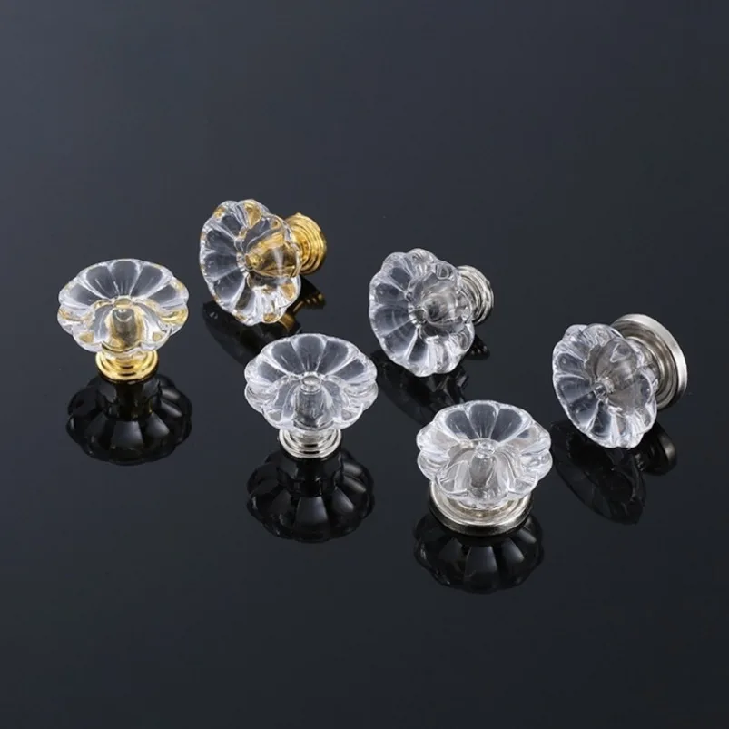 10pcs Acrylic Crystal Knobs - Diamond/Lantern/Flower Shapes | Transparent Design for Cabinets/Drawers/Wardrobe