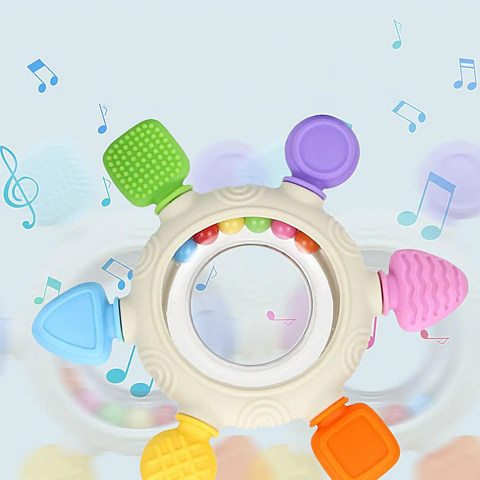 Anneaux de dentition pour bébé, sucette, jouets pour bébés, anneau de dentition sensoriel, anneaux de soulagement, hochet pour dormir, garderie, voyage, garçon et fille