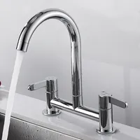 Kitchen Faucet Modern Double Handles Sink Tap 360° Swivel Spout Mixing Faucet Brass Bathroom Faucet for Sink Deck Mounted