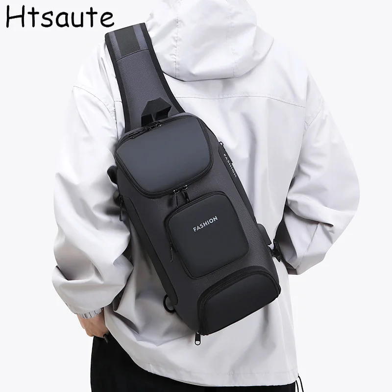 

New Men Shoulder Bag Business Chest Multi-Layer Single Crossbody Portable Men's Chest Packs Solid Color Travel Bags