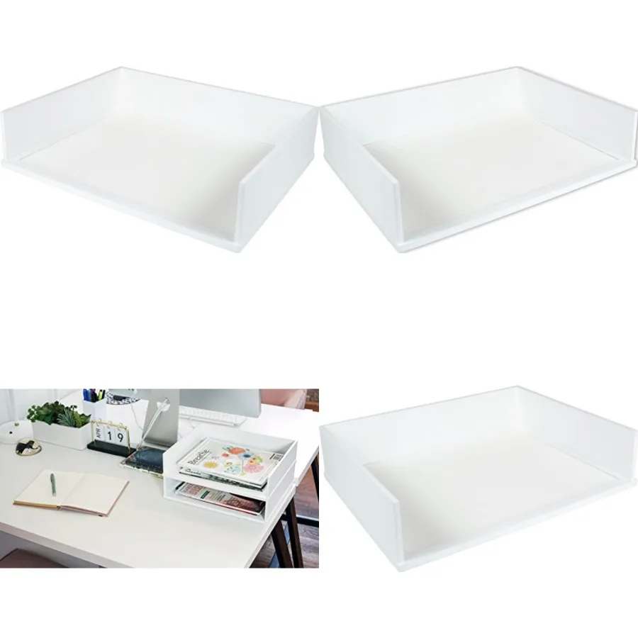 

W1154 Pure White Stacking Letter Tray