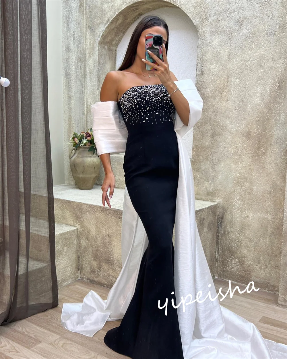 Ball Dress Saudi Arabia Prom Jersey Beading Homecoming Mermaid Off-the-shoulder Bespoke Occasion Gown Long Dresses