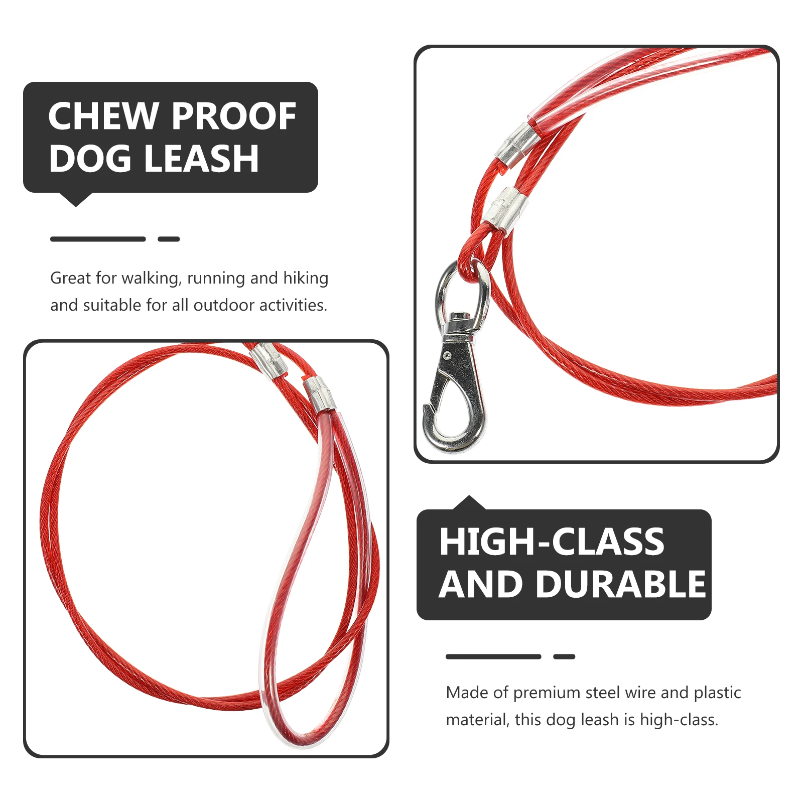 

Anti-bite Chain Large Dog Leash Heavy Duty Chewproof for outside Puppies Strong Small Puppy Training Steel Wire Outdoor