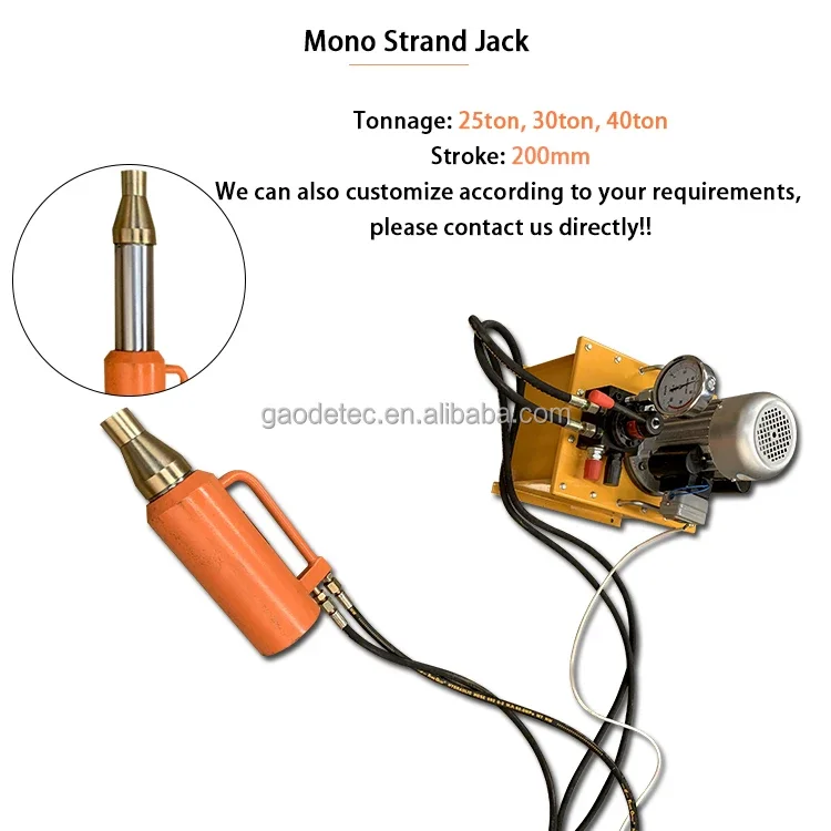 OEM factory price mono strand post-tension hydraulic jack for construction of the bridge